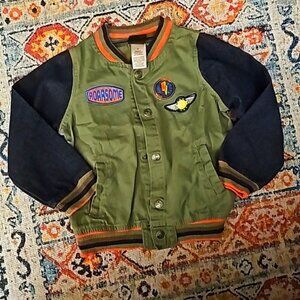 Boy aviator style jacket with patchwork size 5